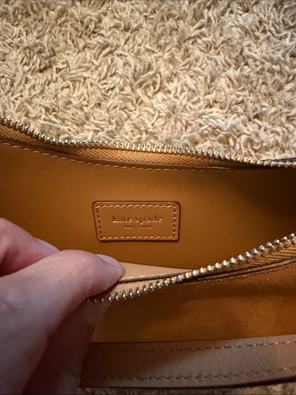 Kate Spade Suede Crescent Shoulder Bag in Tan - Picture 3 of 5